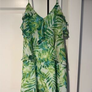 Lulus Green Leaf Print Dress